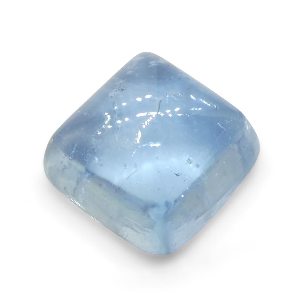 2.73ct Square Sugarloaf Cabochon Blue Aquamarine from Brazil For Sale 5