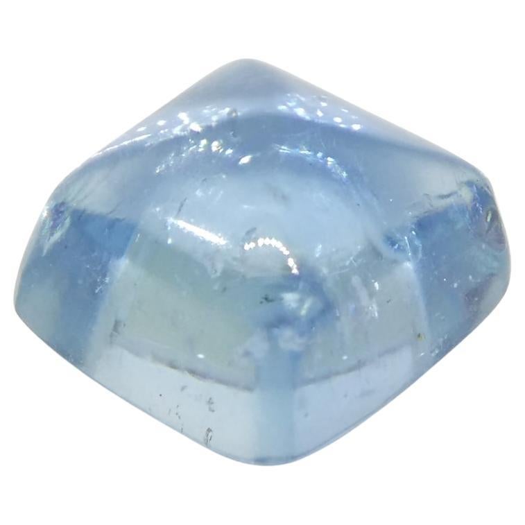 Description:

Gem Type: Aquamarine 
Number of Stones: 1
Weight: 2.73 cts
Measurements: 7.88 x 7.67 x 5.2 3mm
Shape: Square Sugarloaf Cabochon
Cutting Style Crown: 
Cutting Style Pavilion:  
Transparency: Transparent
Clarity: Slightly Included: Some