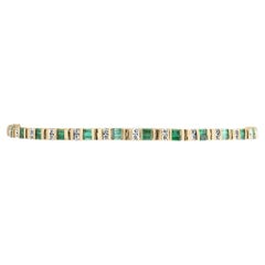 2.73tcw 14K Baguette Emerald & Diamond Unisex Gold Bracelet Emerald and Diamond