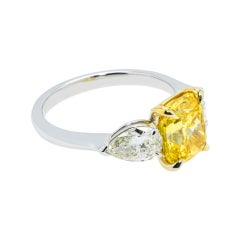 2.74 Carat Cushion Statement Fancy Yellow  Colour-Collector’s  Diamond Ring