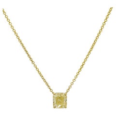 Collier solitaire en diamant jaune fantaisie naturel de 2,74 carats