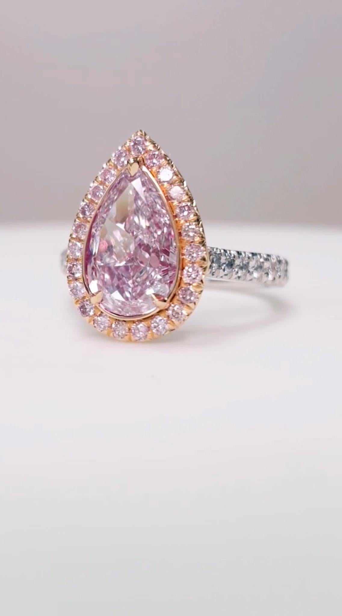 PINK CAVIAR 0.42ct Pink Diamond Halo Engagement Ring in 9ct White & Rose Gold