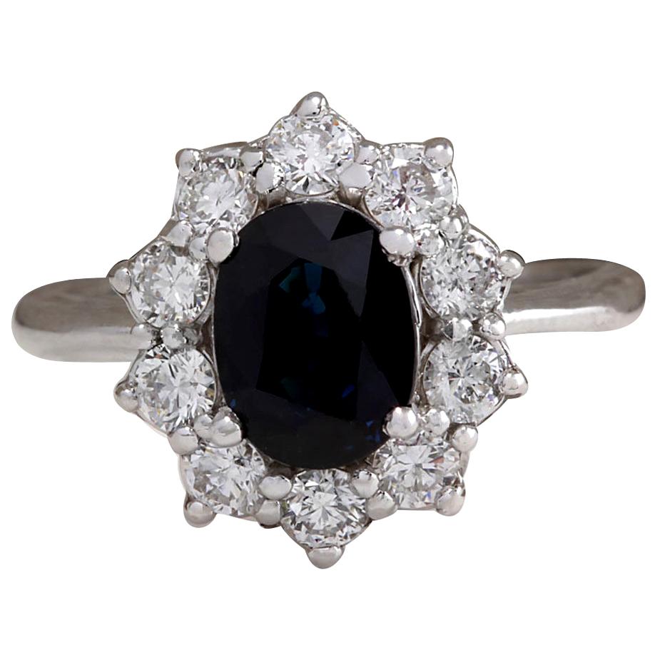 Sapphire Diamond Ring In 14 Karat White Gold Diamond Ring