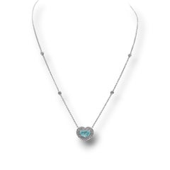 2.74 Carat Paraiba Round Diamond White Gold Necklace