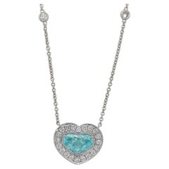 Collier en or blanc avec diamant rond Paraiba de 2,74 carats
