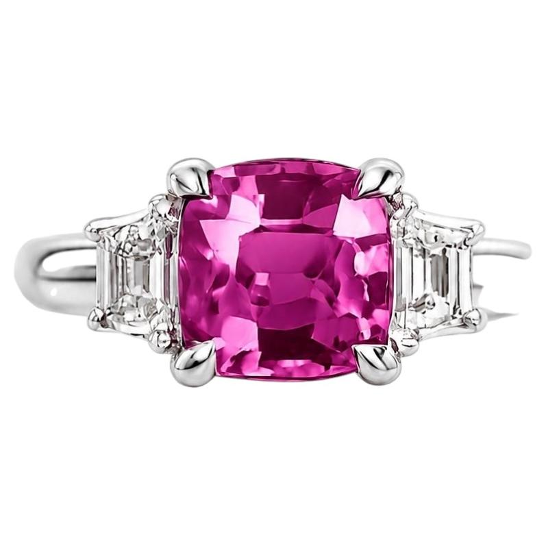 2,74-Karat-Ring mit rosa Saphir und Diamanten aus Platin