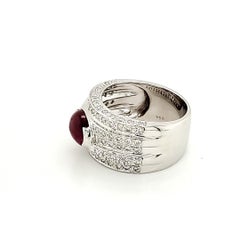 2.74 Carat Ruby Cabochon and Diamond White Gold Engagement Ring