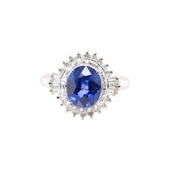 2.74 Carat Sapphire and Diamond Ballerina Ring Set in Platinum