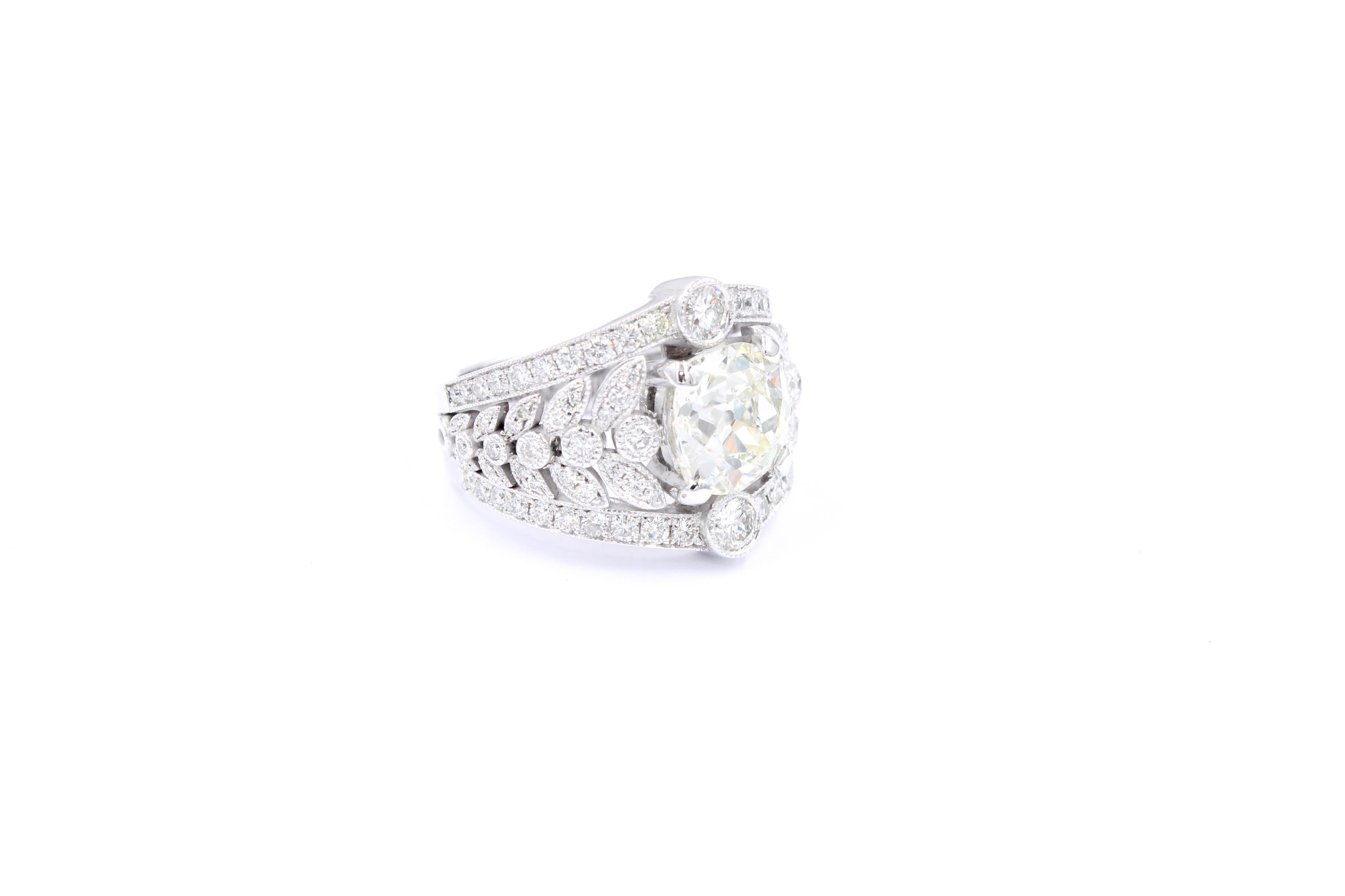 Modern 2.74 Carats old mine diamond ring  For Sale