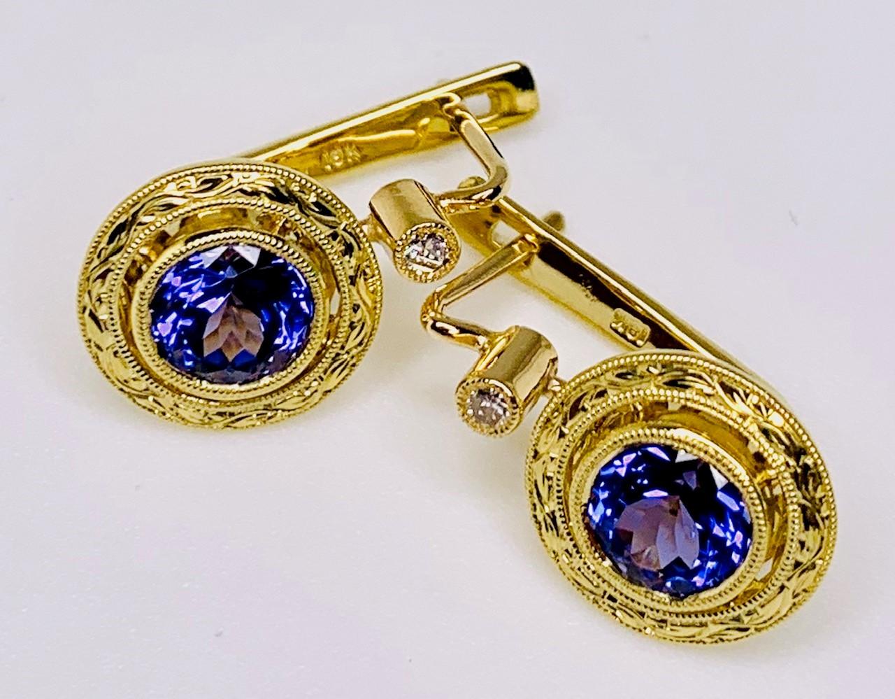 These drop earrings add a pop of color and subtle elegance to any look! Dressed up or down, they are perfect for any occasion. Two velvety, blue-violet color tanzanite are featured in these earrings. They are the color of African violets in bloom!