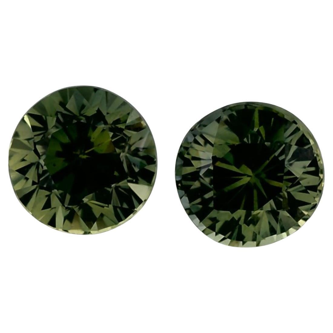 2.74 Ct Green Sapphire Round Loose Gemstone