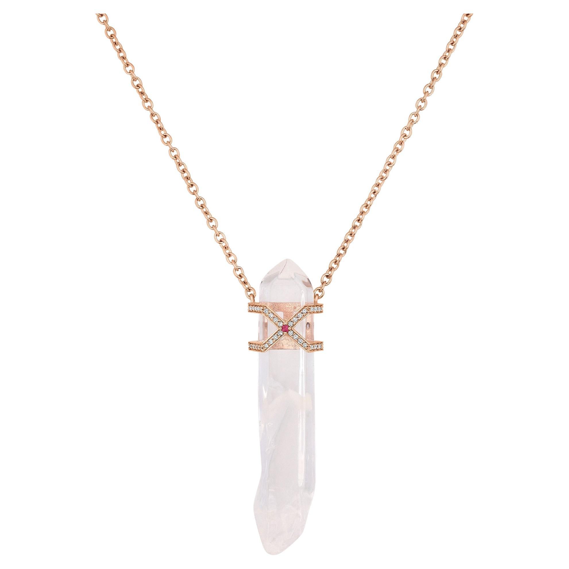 27.41 Carat Quartz Crystal Necklace For Sale