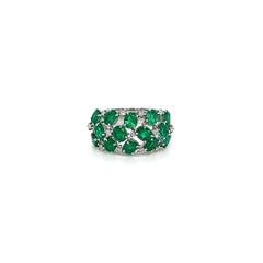2.74 Total Carat Green Emerald and Diamond Ladies Ring
