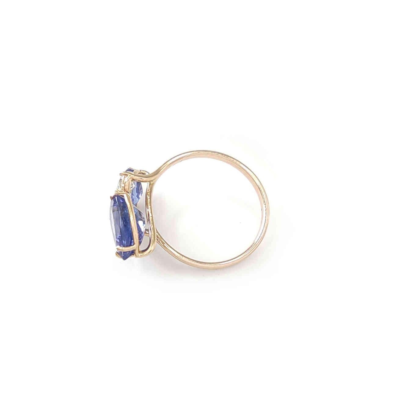 Anello cocktail con tanzanite naturale e diamanti da 2,74 carati in oro 14K - Certificato IGE in vendita 5