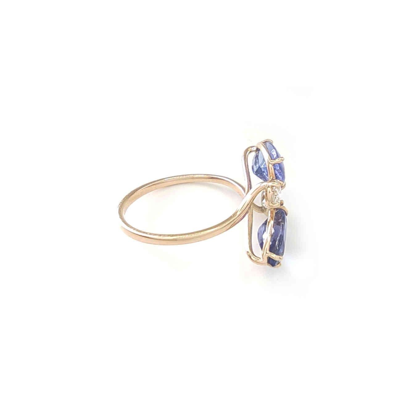 Anello cocktail con tanzanite naturale e diamanti da 2,74 carati in oro 14K - Certificato IGE in vendita 7