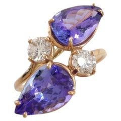2,74ct natürlichen Tansanit und Diamant-Cocktail-Ring in 14K Gold - IGE zertifiziert