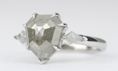 2.74ct Shield Shape Salt and Pepper Diamond 14K Gold Engagement Ring AD2318