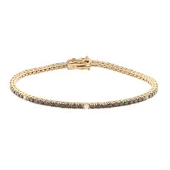 2.74Ctw Black Diamond & White Diamond Tennis Bracelet 14K Yellow Gold