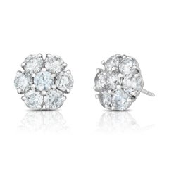 Orecchini a grappolo con diamanti da 2,75 - 2,80 carati in oro bianco 14K