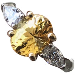 2.75 Carat Approx., Oval Yellow Sapphire and Pear Sides Diamond Ring, Ben Dannie