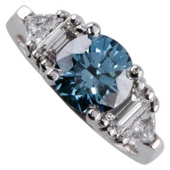 2.75 Carat Blue Enhanced Color Treated Solitaire Diamond White Gold Ring