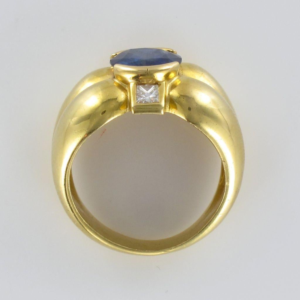 2.75 Carat Blue Sapphire and Princess Cut Diamond Ring 12