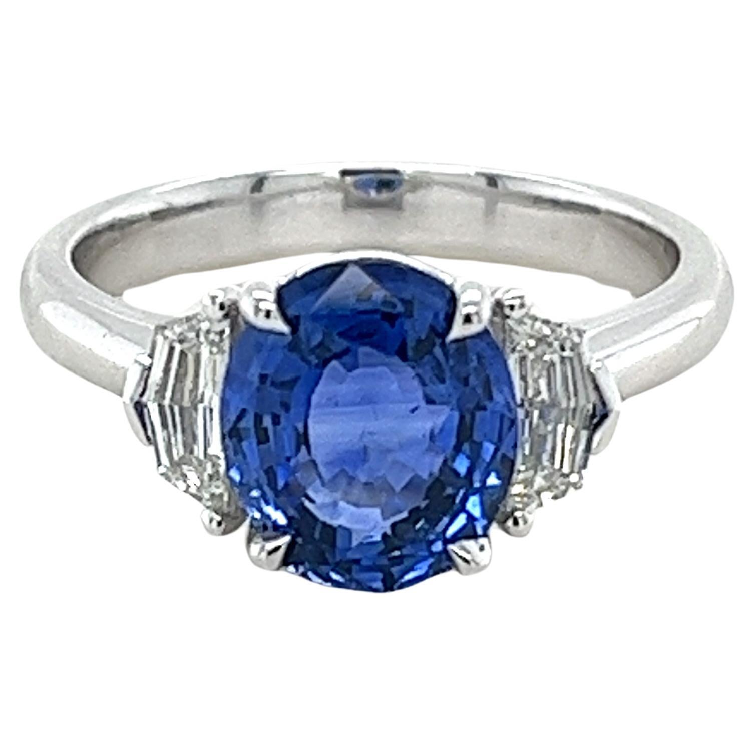 2.75 Carat Ceylon Sapphire & Diamond Ring in Platinum For Sale