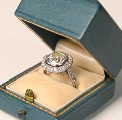 2.75 Carat Cushion Cut Engagement Ring. Diamond Halo Old Euro Ring Platinum KVS1