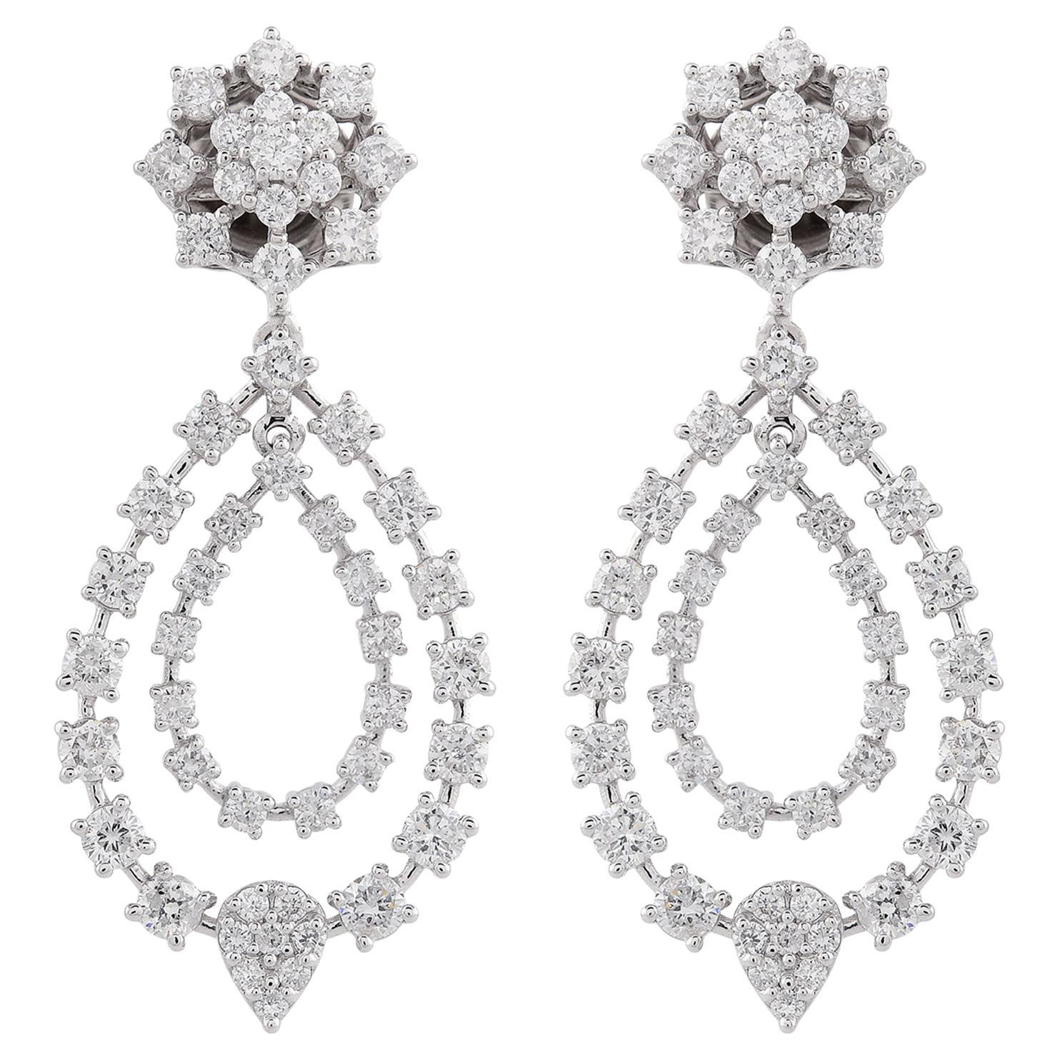 2.75 Carat Marquise Diamonds 18 Karat White Gold Wing Dangling Earrings
