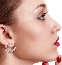 Diamond Hoop 18 Karat White Gold Spiral Hoop Earrings