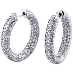 2.75 Carat Diamond Oval Hoop Earrings