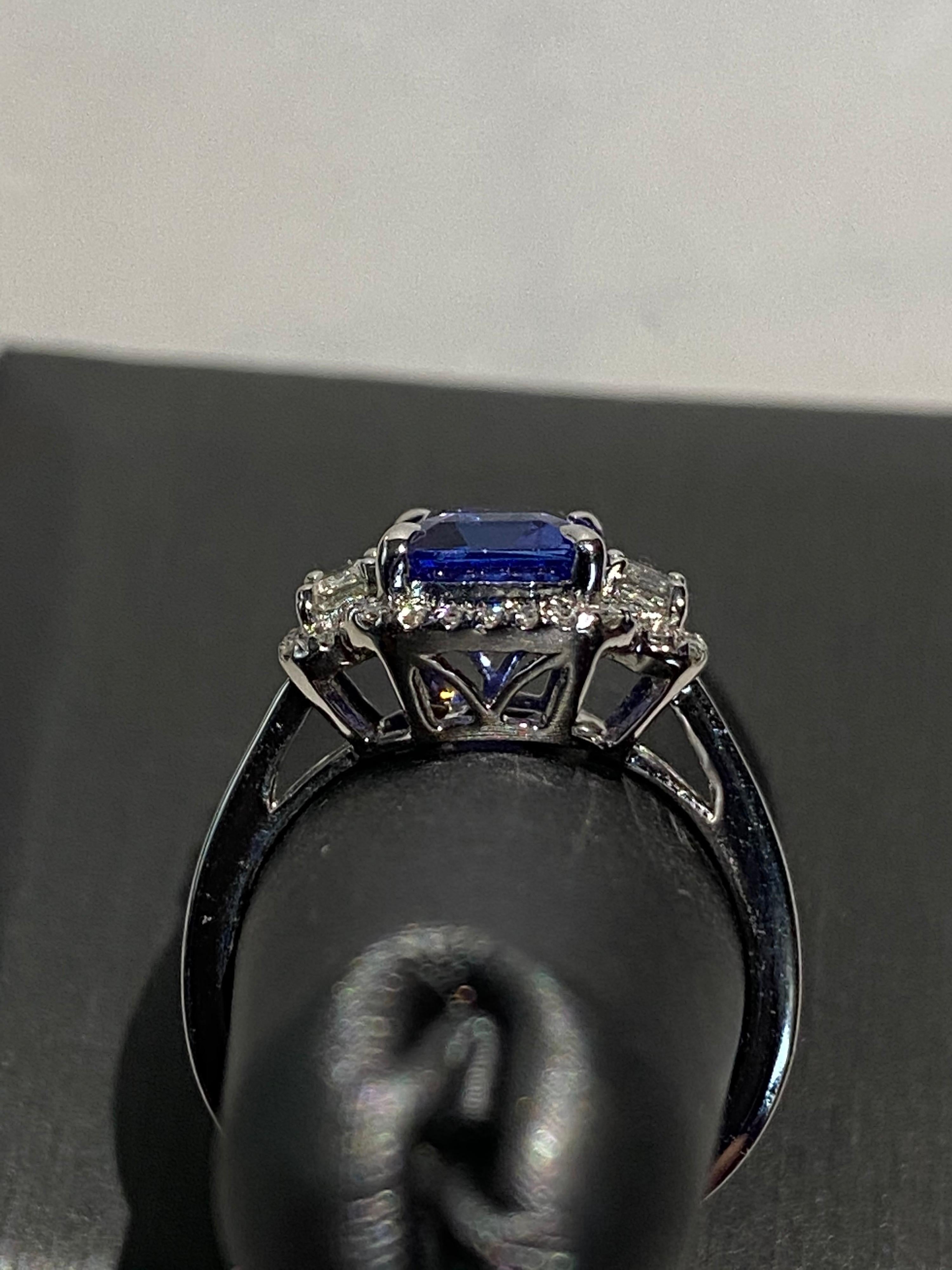 2.75 Carat Emerald Cut Tanzanite Diamond Ring For Sale 2