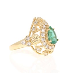 2,75 Karat Smaragd-Diamant-Cocktailring aus Gelbgold