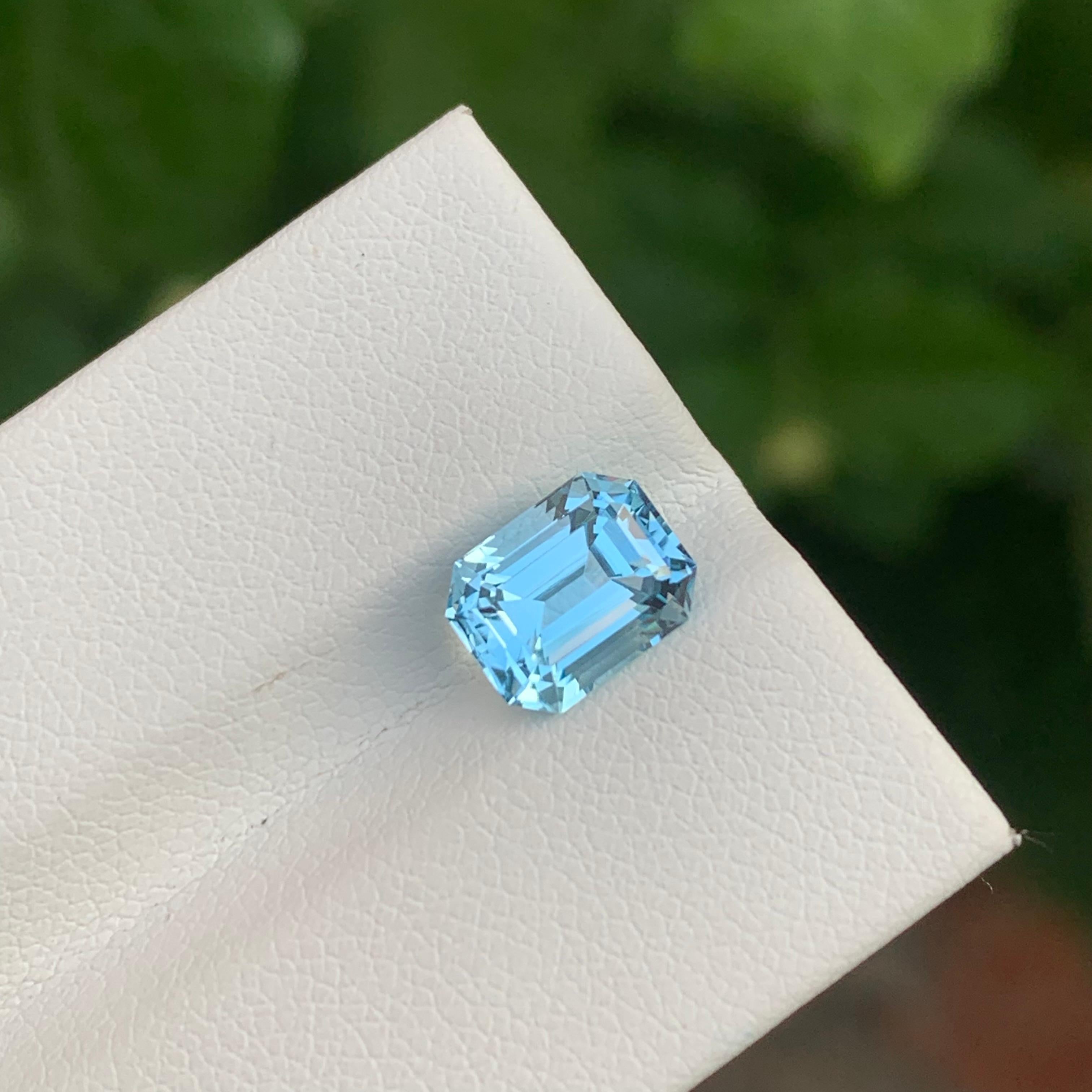 2.75 Carat Gorgeous Loose Blue Topaz Emerald Shape Gem From Brazil Mine For Sale 1