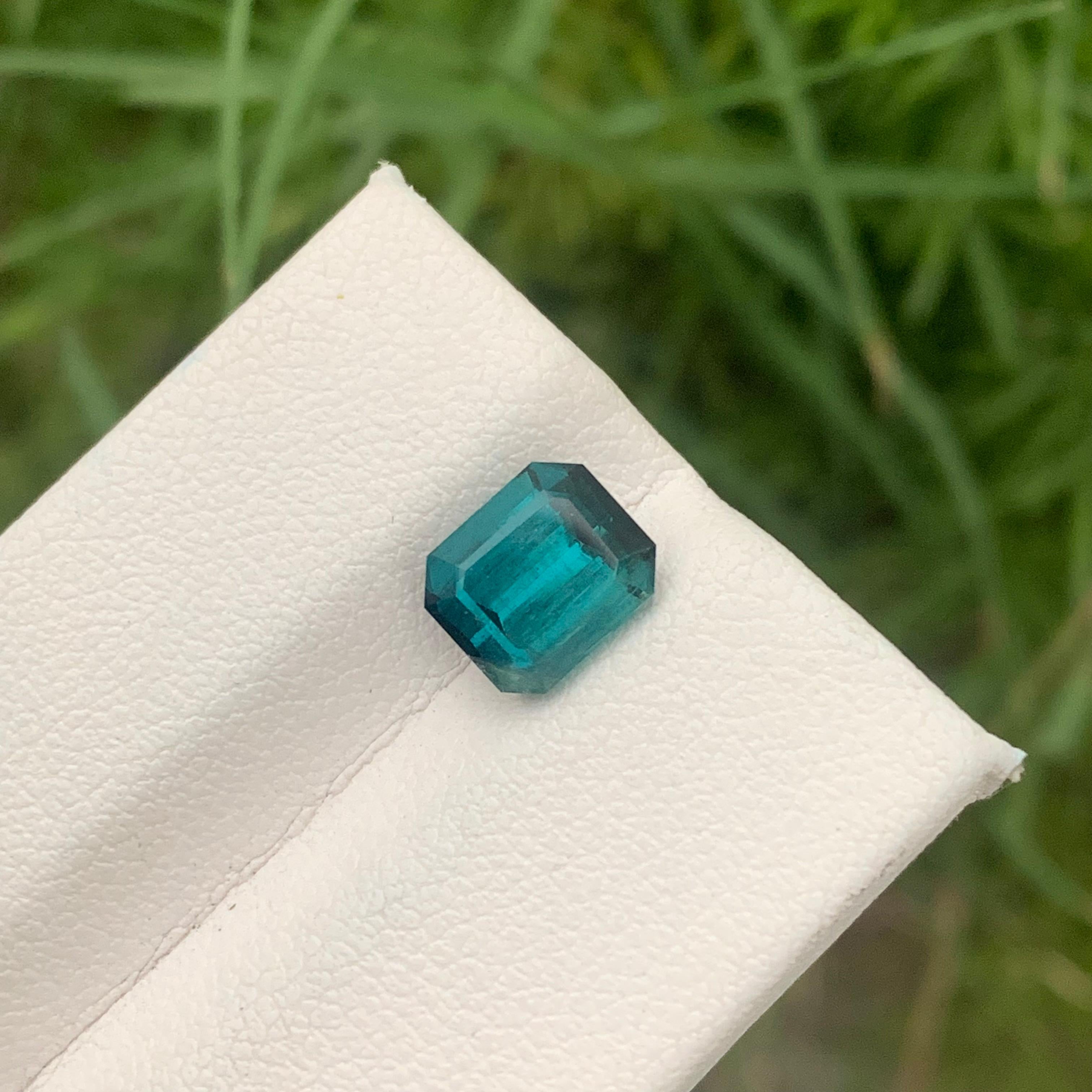 2.75 Carat Included Natural Loose Indicolite Tourmaline Emerald Cut Ring Gem For Sale 5