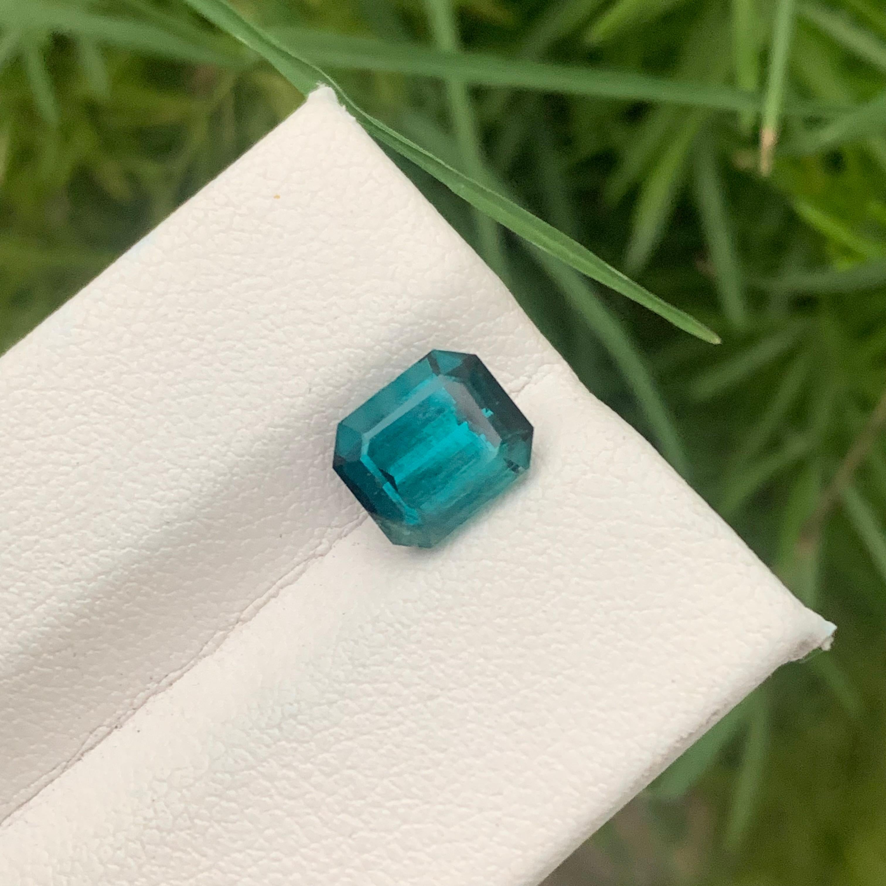 2.75 Carat Included Natural Loose Indicolite Tourmaline Emerald Cut Ring Gem For Sale 6