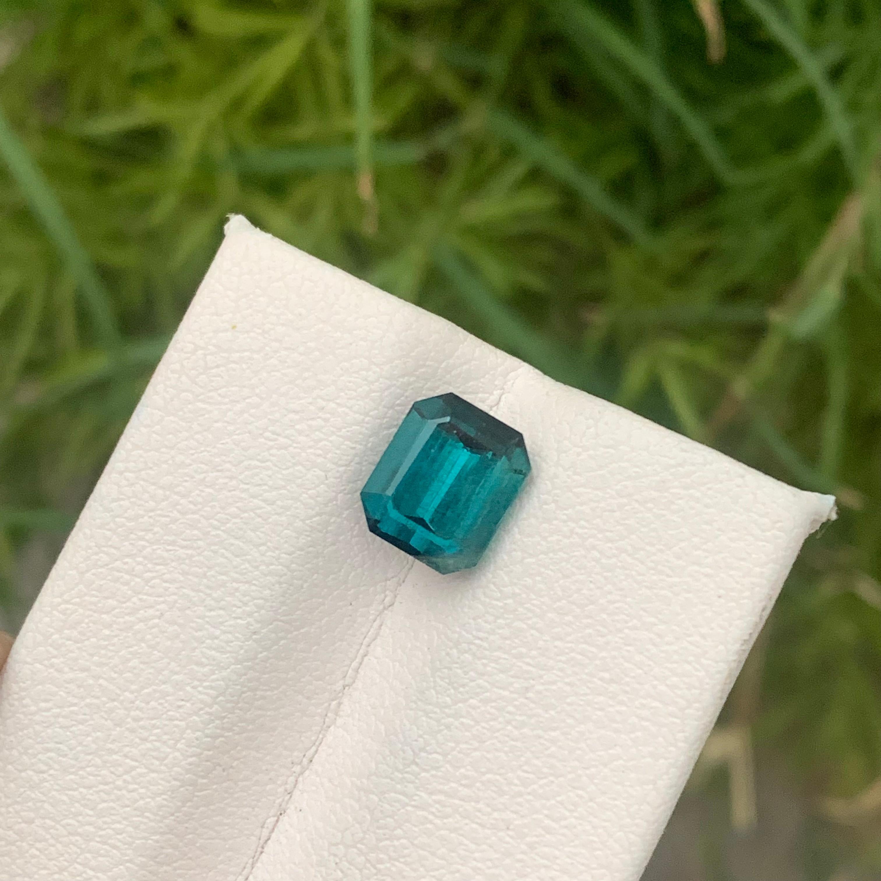 2.75 Carat Included Natural Loose Indicolite Tourmaline Emerald Cut Ring Gem For Sale 7