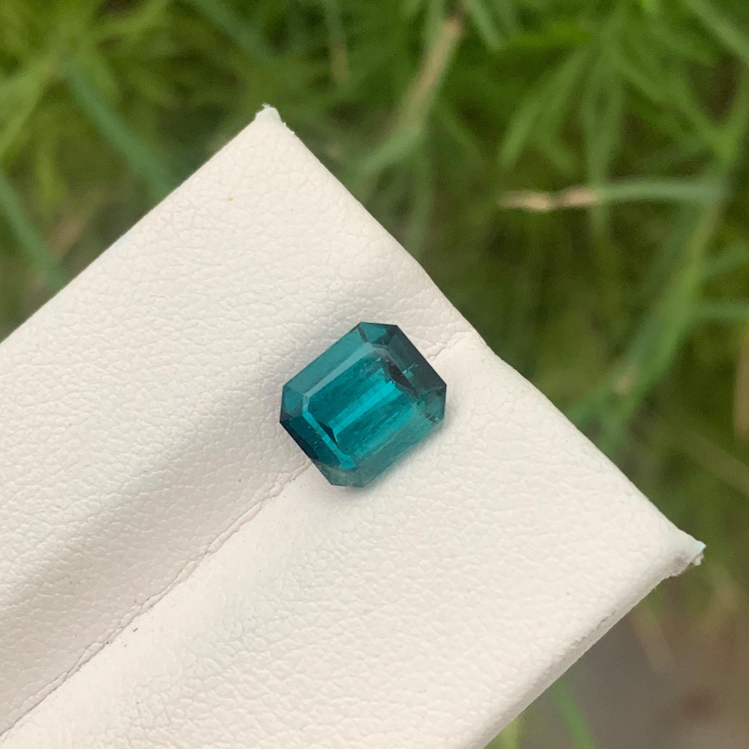 2.75 Carat Included Natural Loose Indicolite Tourmaline Emerald Cut Ring Gem For Sale 1