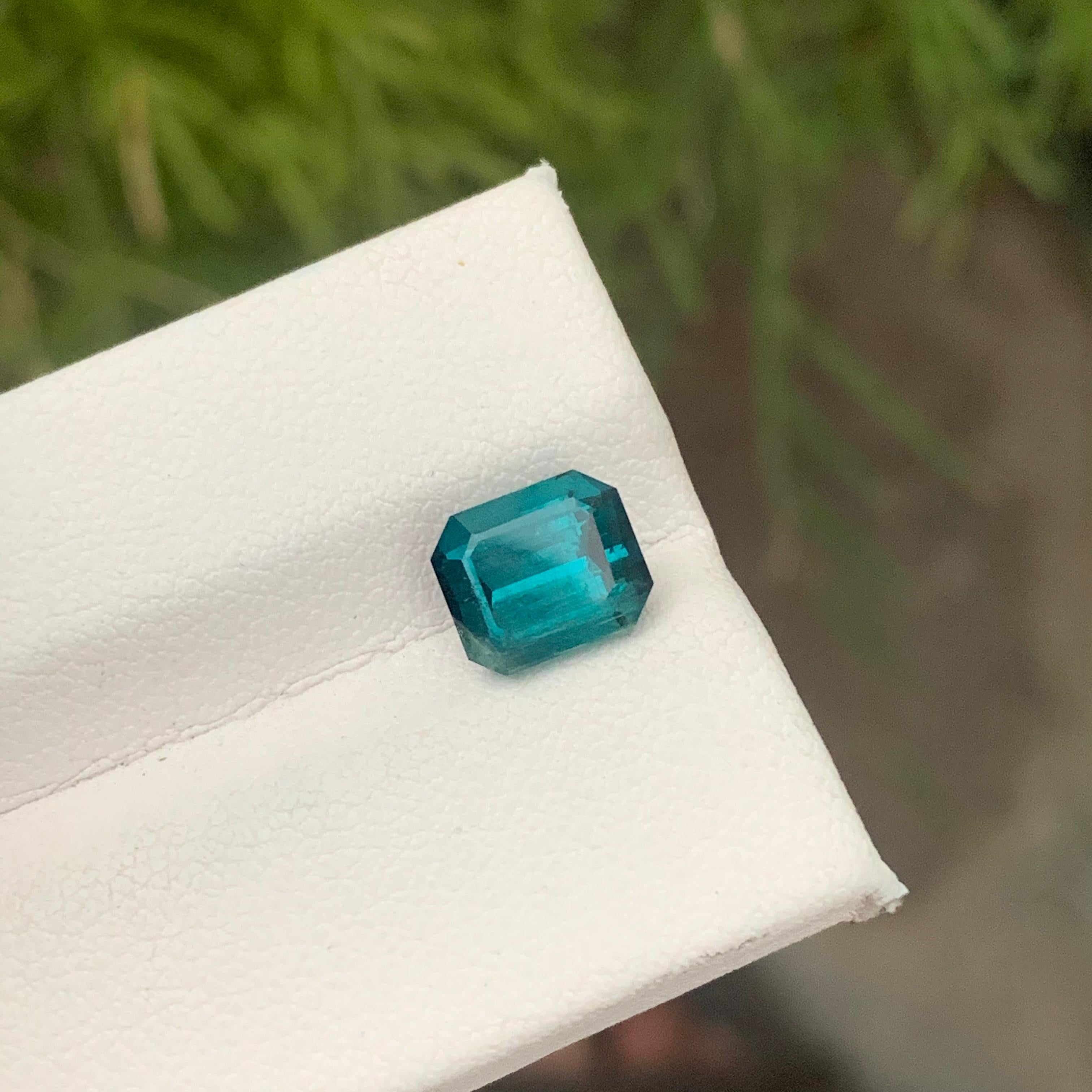 2.75 Carat Included Natural Loose Indicolite Tourmaline Emerald Cut Ring Gem For Sale 2