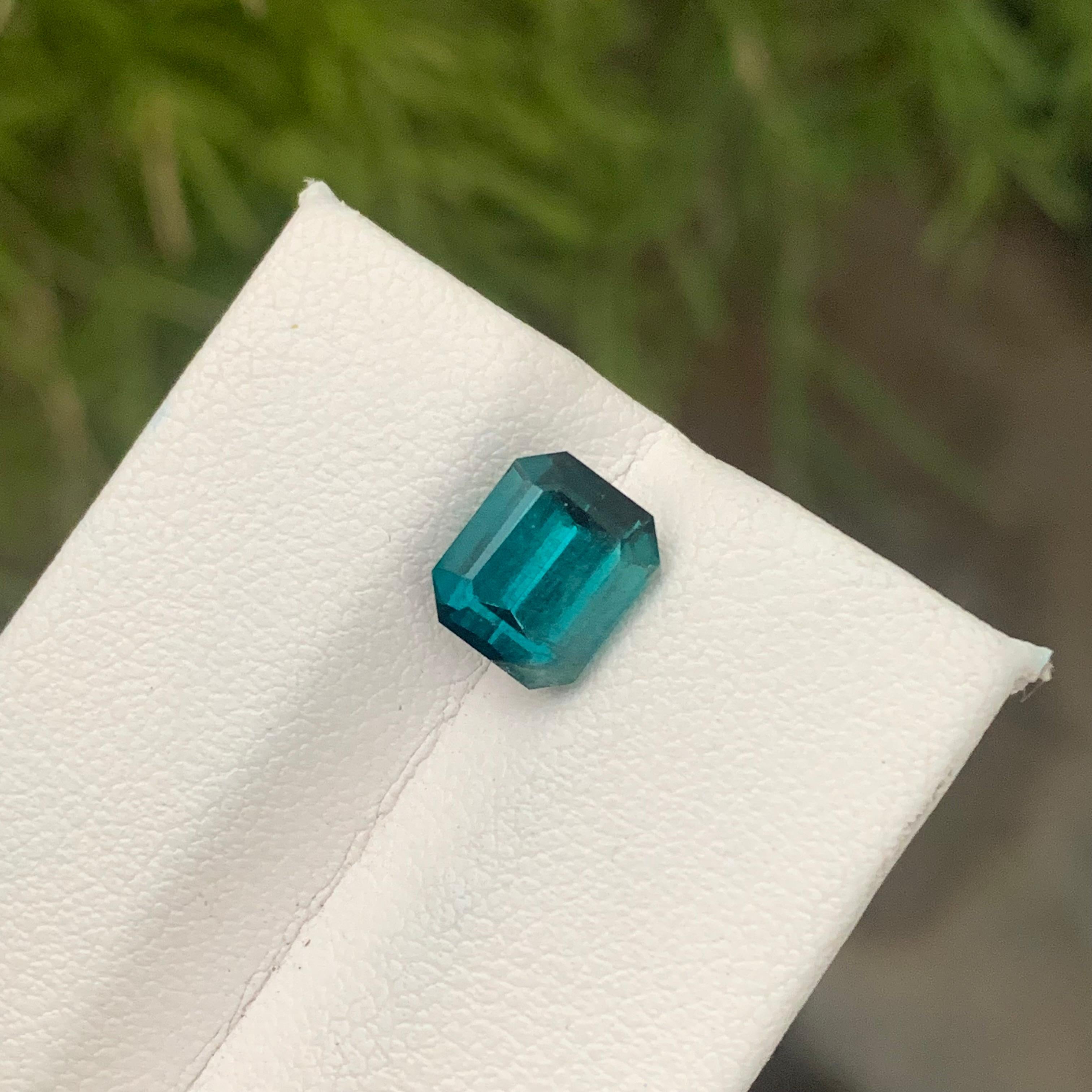 2.75 Carat Included Natural Loose Indicolite Tourmaline Emerald Cut Ring Gem For Sale 3
