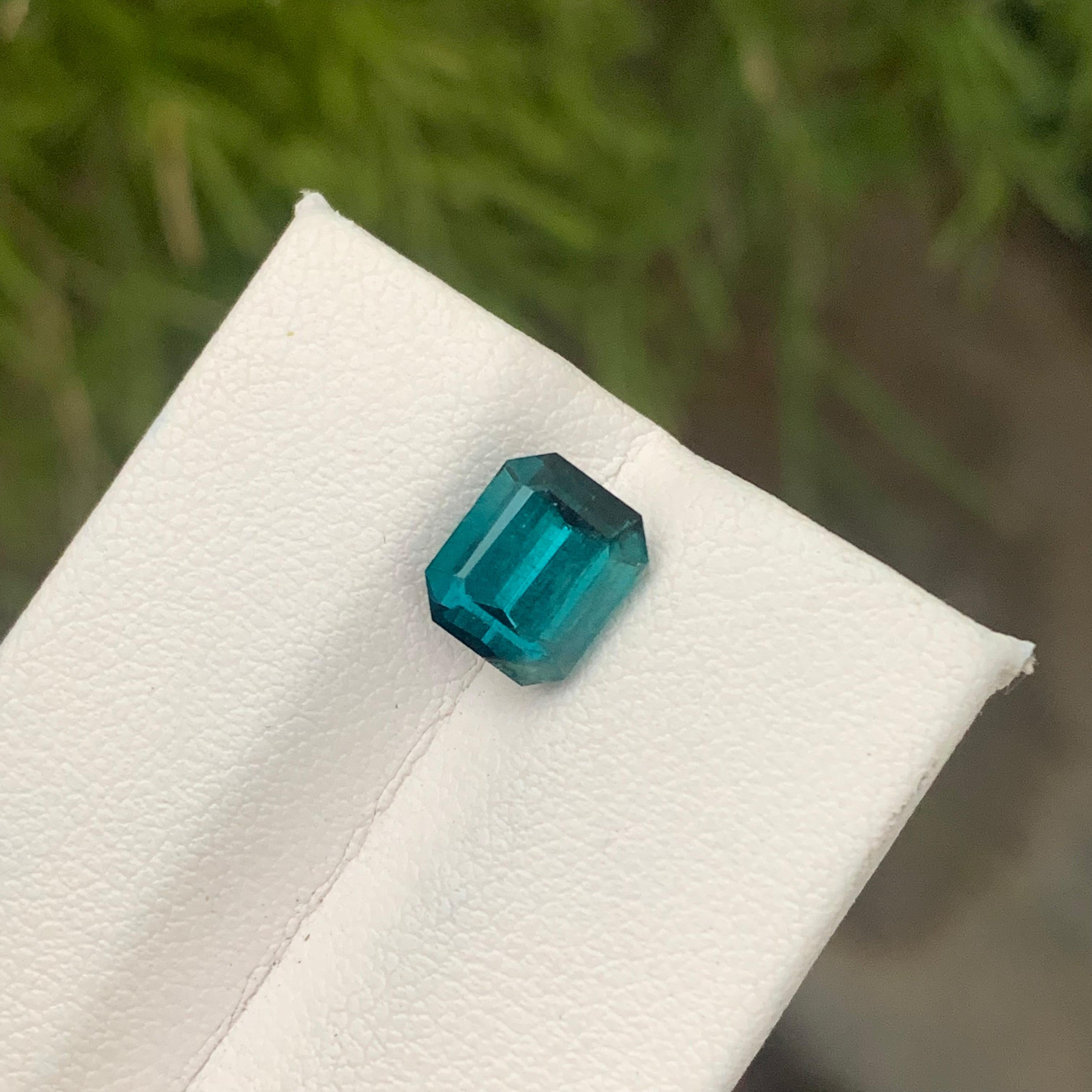 2.75 Carat Included Natural Loose Indicolite Tourmaline Emerald Cut Ring Gem For Sale 4