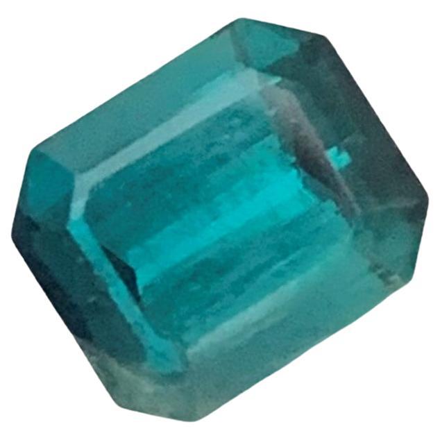 2.75 Carat Included Natural Loose Indicolite Tourmaline Emerald Cut Ring Gem For Sale