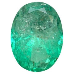 Esmeralda colombiana verde ligeramente pecosa de 2,75 quilates talla oval - piedra de nacimiento de mayo