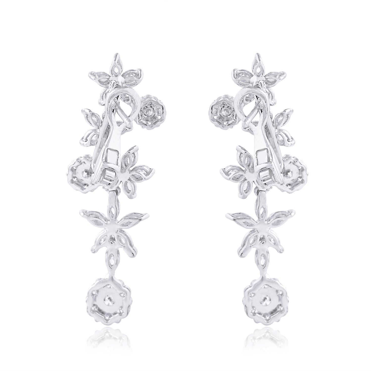 marquise diamond flower earrings