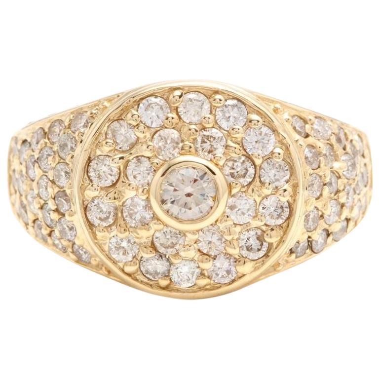 2.75 Carat Natural Diamond 14 Karat Solid Yellow Gold Men's Ring