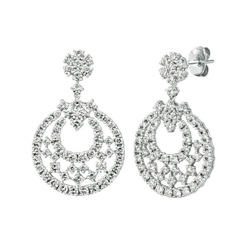 2.75 Carat Natural Diamond Drop Earrings G SI 14k White Gold For Sale