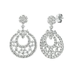 Boucles d'oreilles en goutte en or blanc 14 carats avec diamants naturels de 2,75 carats G SI