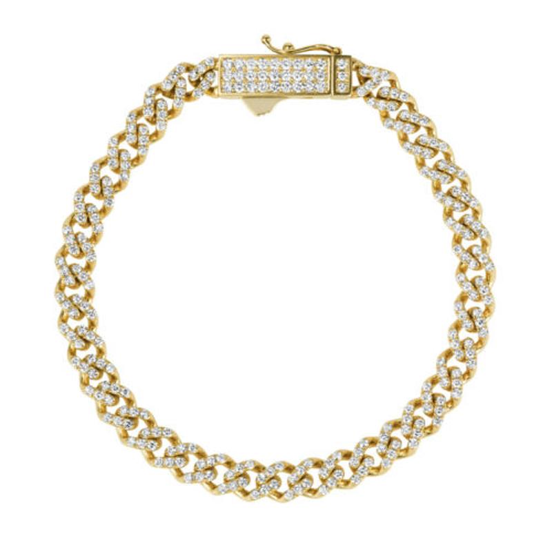 Moderniste Bracelet à maillons en or jaune 14 carats avec diamants naturels de 2,75 carats G SI, 15,5 grammes en vente