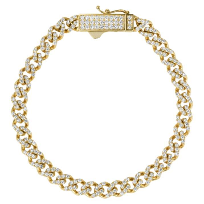 Bracelet à maillons en or jaune 14 carats avec diamants naturels de 2,75 carats G SI, 15,5 grammes en vente