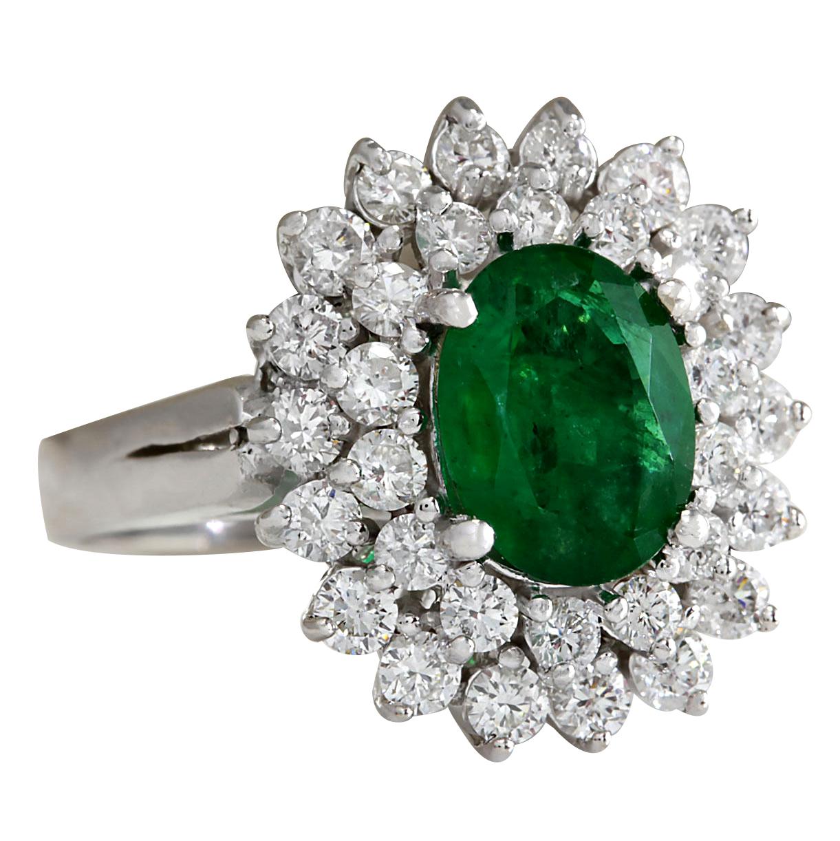 Stamped: 18K White Gold
Total Ring Weight: 6.3 Grams
Ring Length: N/A
Ring Width: N/A
Gemstone Weight: Total Natural Emerald Weight is 1.50 Carat (Measures: 9.06x7.01 mm)
Color: Green
Diamond Weight: Total Natural Diamond Weight is 1.25 Carat
Color: